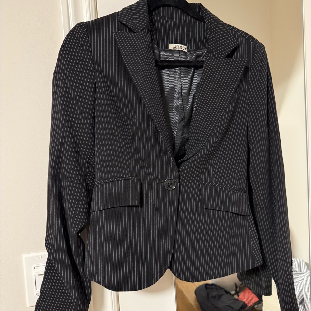 Black Pinstripe Blazer